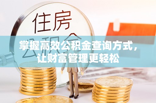 新会掌握高效公积金查询方式，让财富管理更轻松