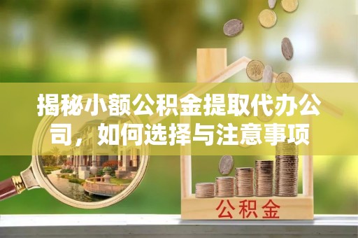 新会揭秘小额公积金提取代办公司，如何选择与注意事项